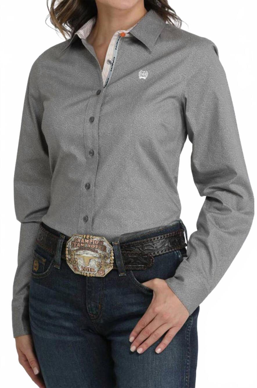 NEW CINCH women's paisley button down western shirt in grey
